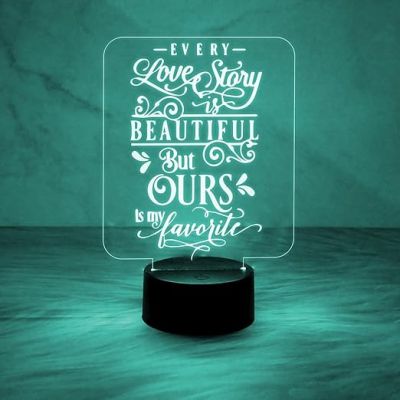 Acrylic Night lamp Engraved Quote Led Light with Automatic Color Changing Light & On/Off Touch Button | Gift for Husband Wife